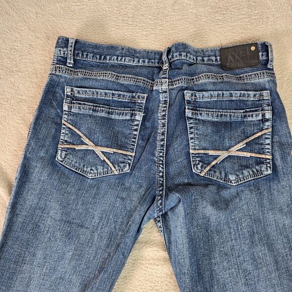 Axel Jeans Mens 38x32 Blue Bootcut Aspetuck Denim Whiskers Western Rugged Urban - Picture 12 of 13